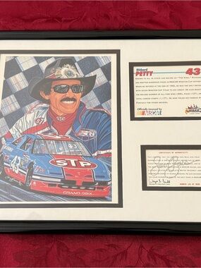 Richard Petty and STP #43 NASCAR Original Framed Lithograph - Blue & Red